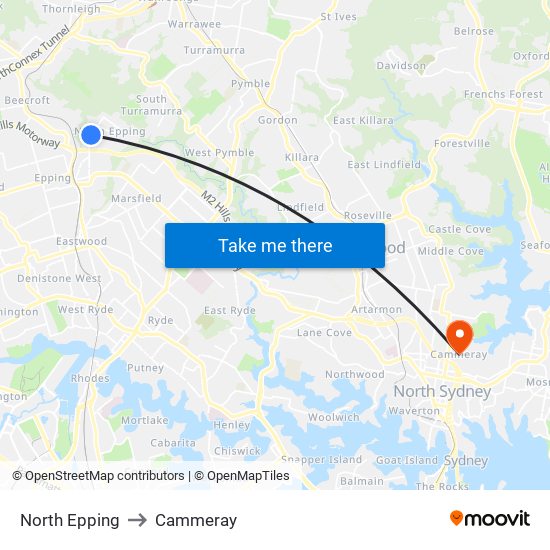 North Epping to Cammeray map