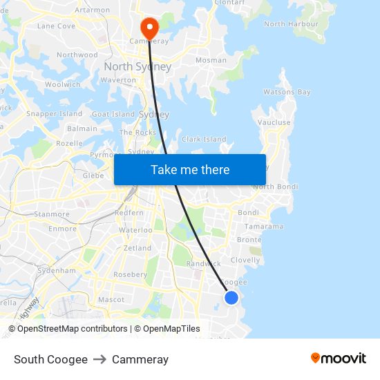 South Coogee to Cammeray map