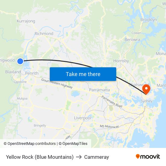 Yellow Rock (Blue Mountains) to Cammeray map