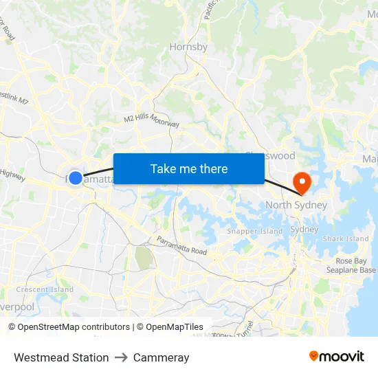 Westmead Station to Cammeray map