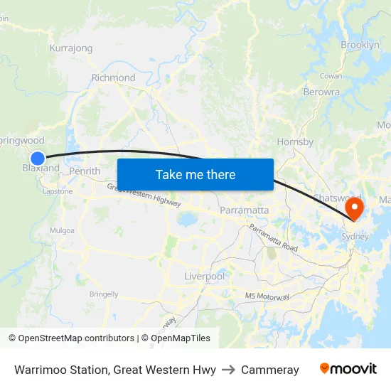 Warrimoo Station, Great Western Hwy to Cammeray map