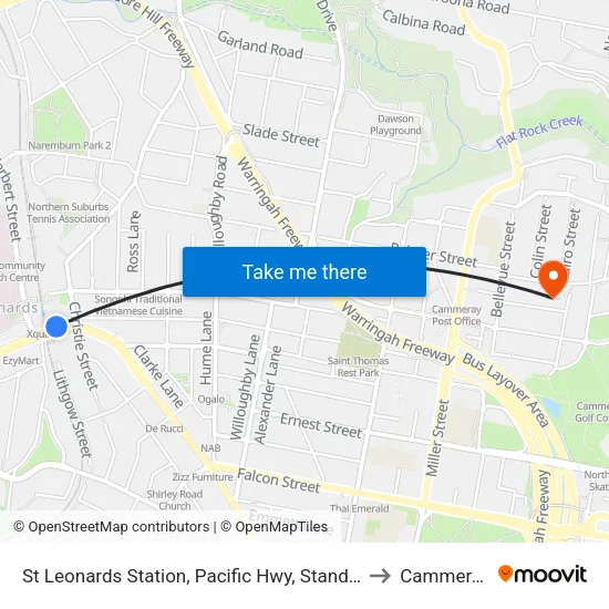 St Leonards Station, Pacific Hwy, Stand A to Cammeray map