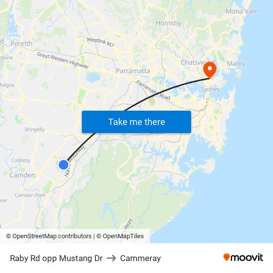 Raby Rd opp Mustang Dr to Cammeray map