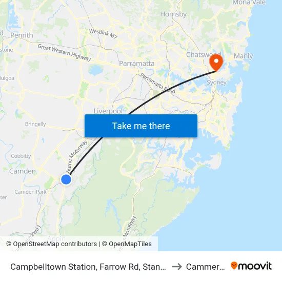 Campbelltown Station, Farrow Rd, Stand G to Cammeray map