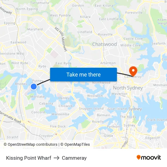 Kissing Point Wharf to Cammeray map