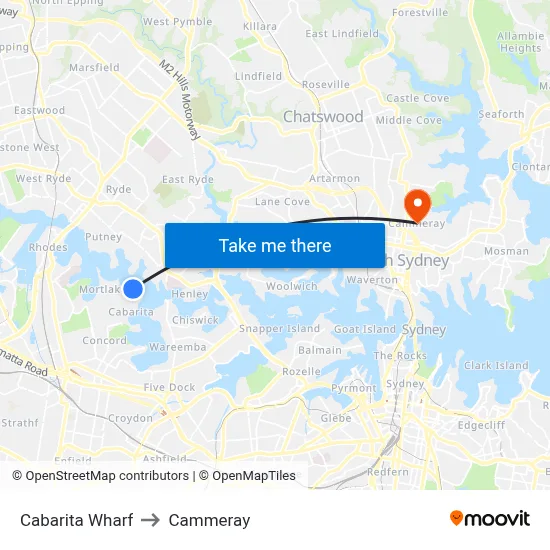 Cabarita Wharf to Cammeray map
