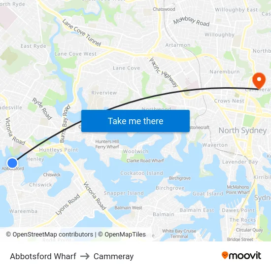 Abbotsford Wharf to Cammeray map