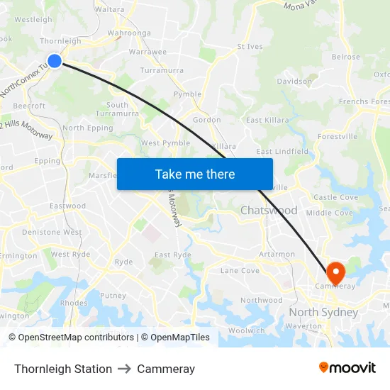 Thornleigh Station to Cammeray map