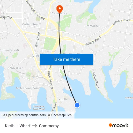 Kirribilli Wharf to Cammeray map