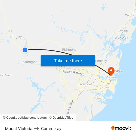 Mount Victoria to Cammeray map