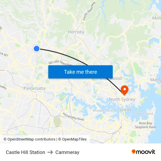 Castle Hill Station to Cammeray map