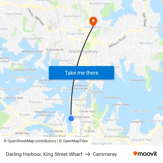 Darling Harbour, King Street Wharf to Cammeray map