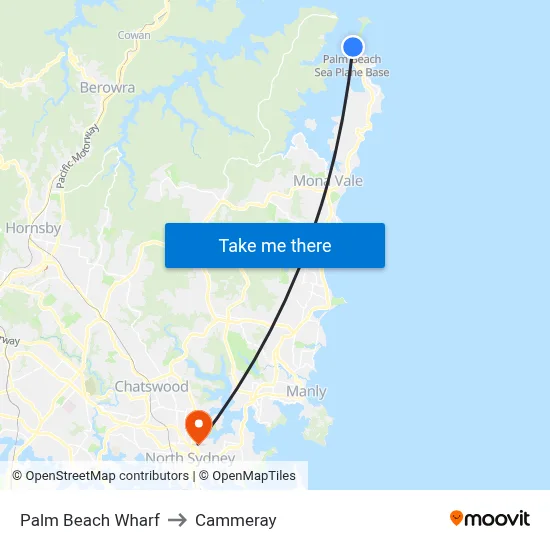 Palm Beach Wharf to Cammeray map