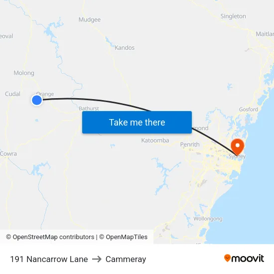 191 Nancarrow Lane to Cammeray map