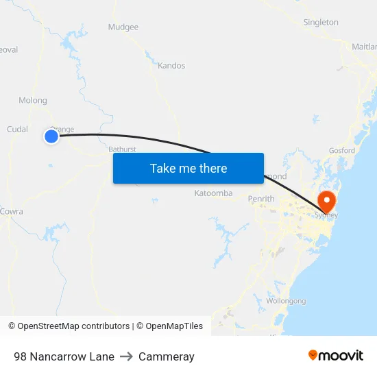 98 Nancarrow Lane to Cammeray map