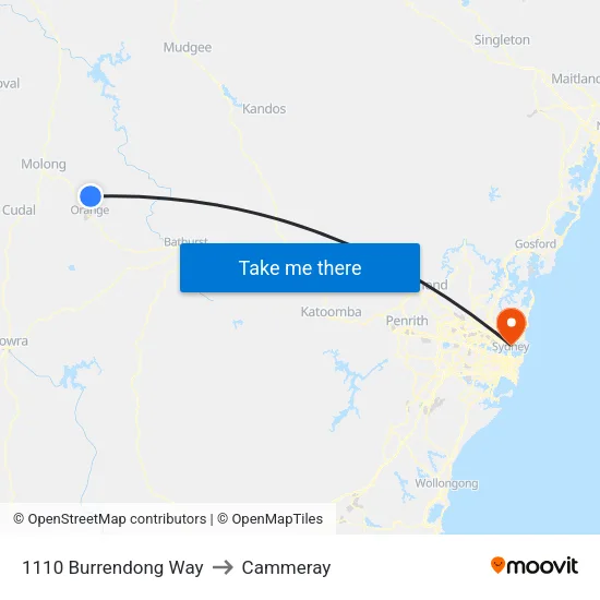 1110 Burrendong Way to Cammeray map
