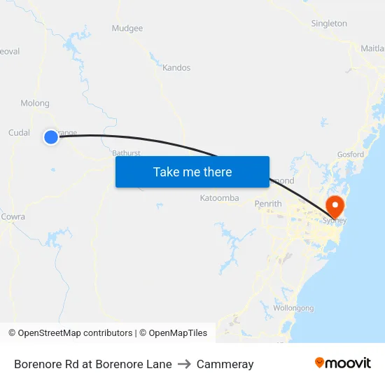 Borenore Rd at Borenore Lane to Cammeray map