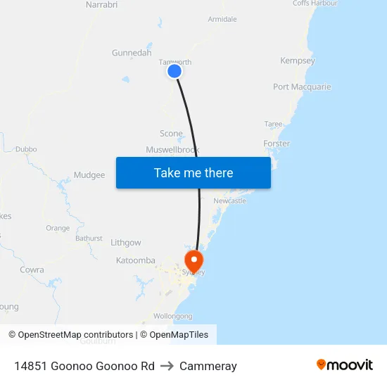 14851 Goonoo Goonoo Rd to Cammeray map