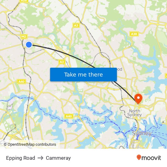 Epping Road to Cammeray map