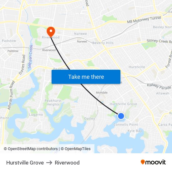 Hurstville Grove to Riverwood map