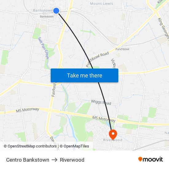 Centro Bankstown to Riverwood map