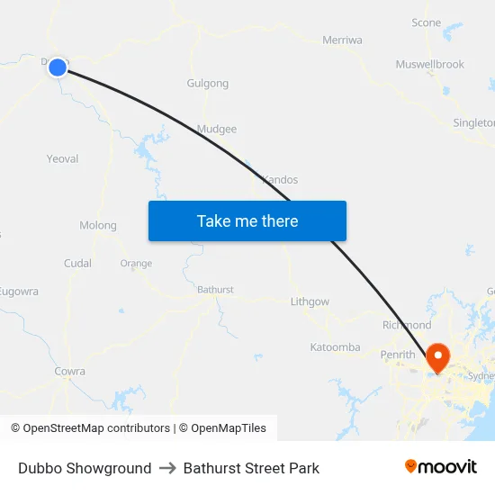 Dubbo Showground to Bathurst Street Park map