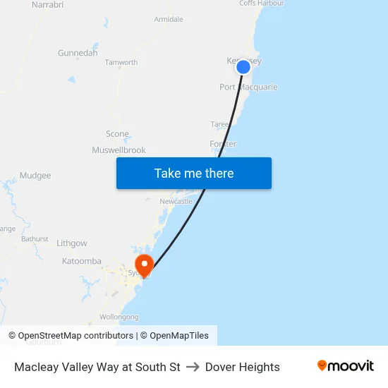 Macleay Valley Way at South St to Dover Heights map