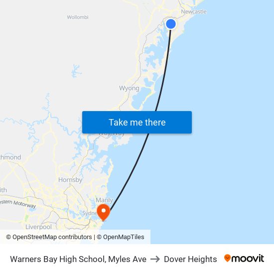 Warners Bay High School, Myles Ave to Dover Heights map