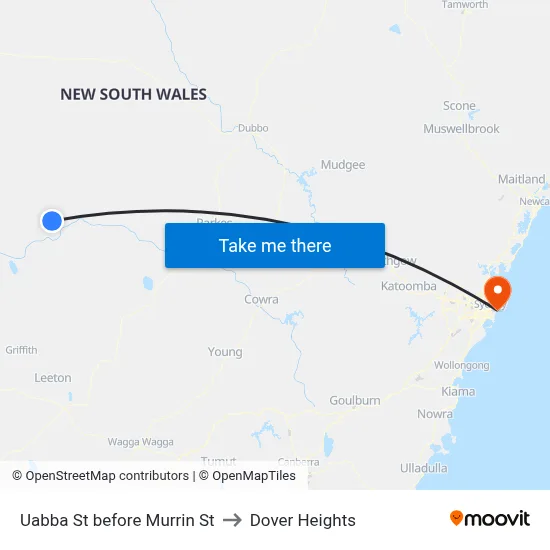 Uabba St before Murrin St to Dover Heights map
