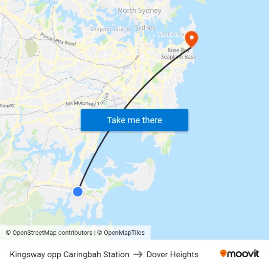 Kingsway opp Caringbah Station to Dover Heights map