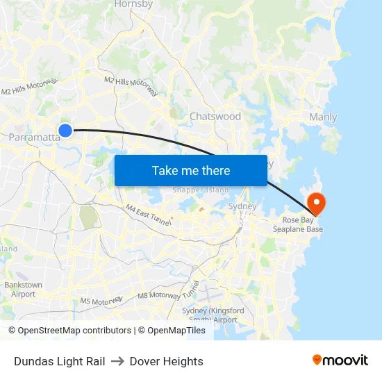 Dundas Light Rail to Dover Heights map