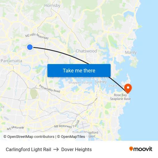 Carlingford Light Rail to Dover Heights map