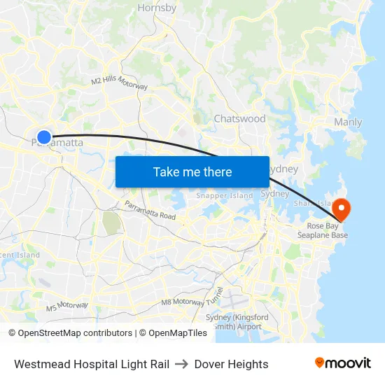 Westmead Hospital Light Rail to Dover Heights map