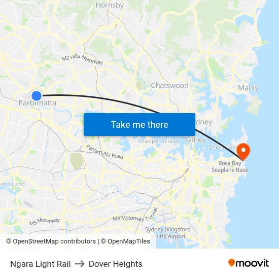 Ngara Light Rail to Dover Heights map