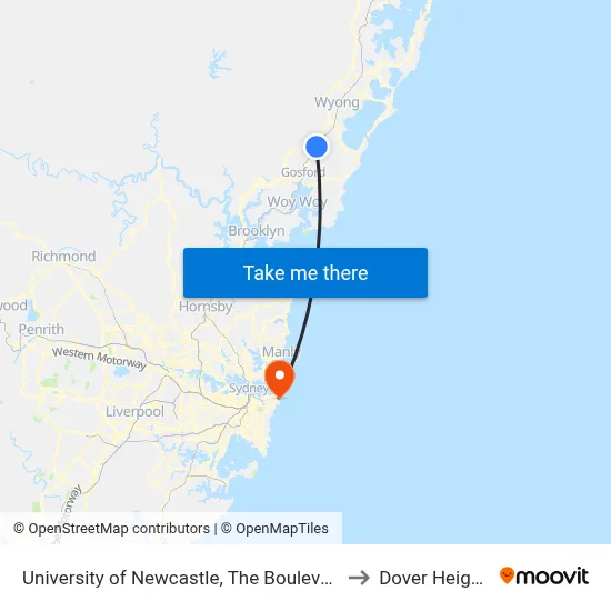 University of Newcastle, The Boulevarde to Dover Heights map