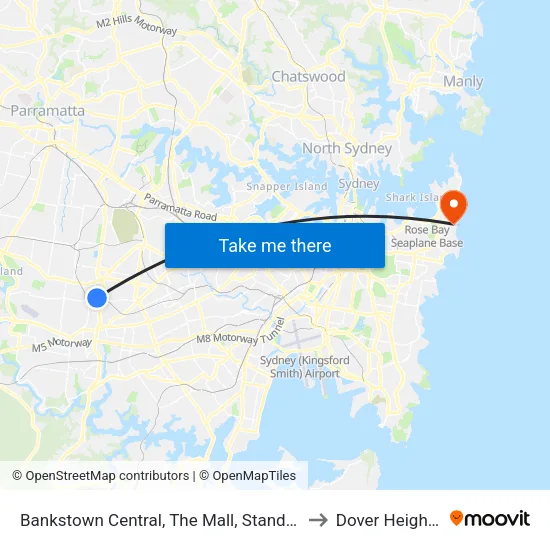Bankstown Central, The Mall, Stand C to Dover Heights map