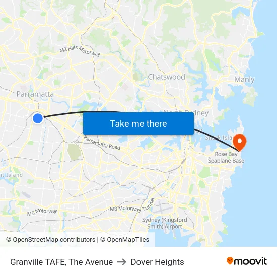 Granville TAFE, The Avenue to Dover Heights map