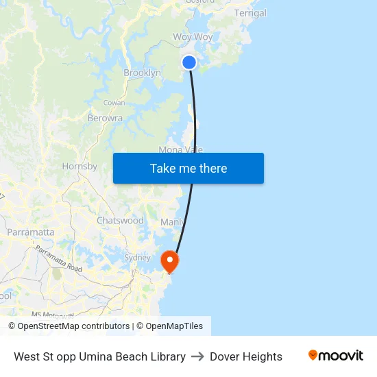 West St opp Umina Beach Library to Dover Heights map