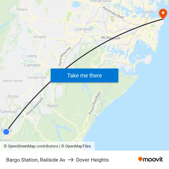 Bargo Station, Railside Av to Dover Heights map