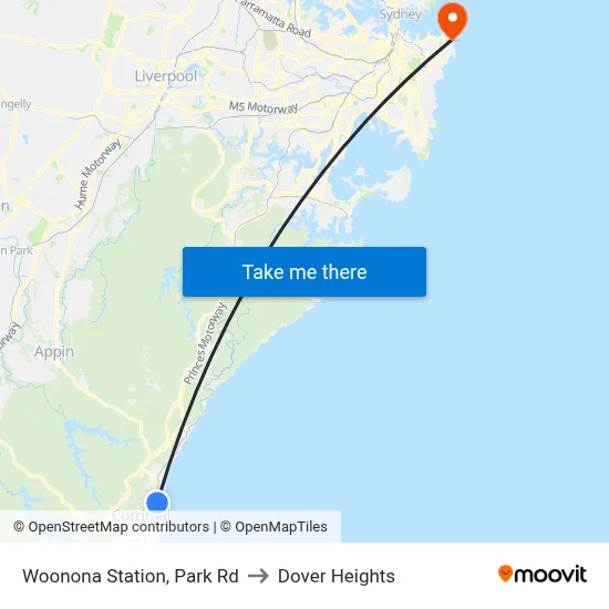 Woonona Station, Park Rd to Dover Heights map