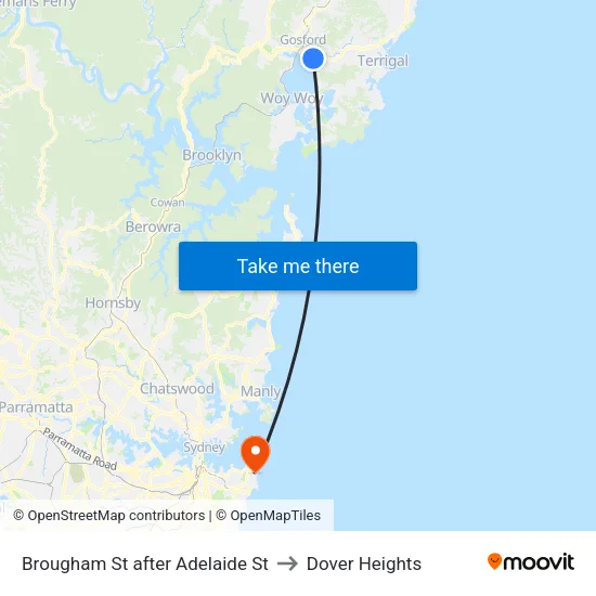 Brougham St after Adelaide St to Dover Heights map