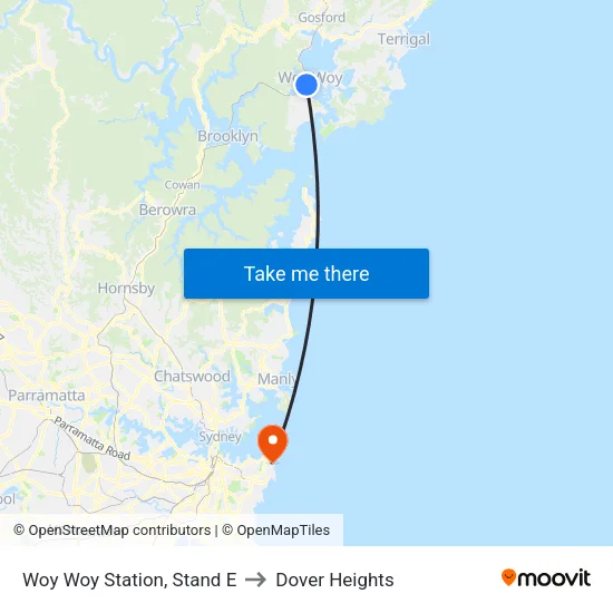 Woy Woy Station, Stand E to Dover Heights map