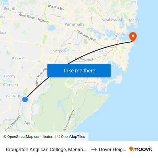 Broughton Anglican College, Menangle Rd to Dover Heights map
