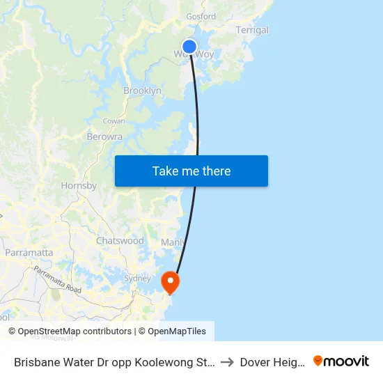 Brisbane Water Dr opp Koolewong Station to Dover Heights map