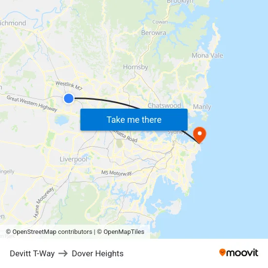 Devitt T-Way to Dover Heights map
