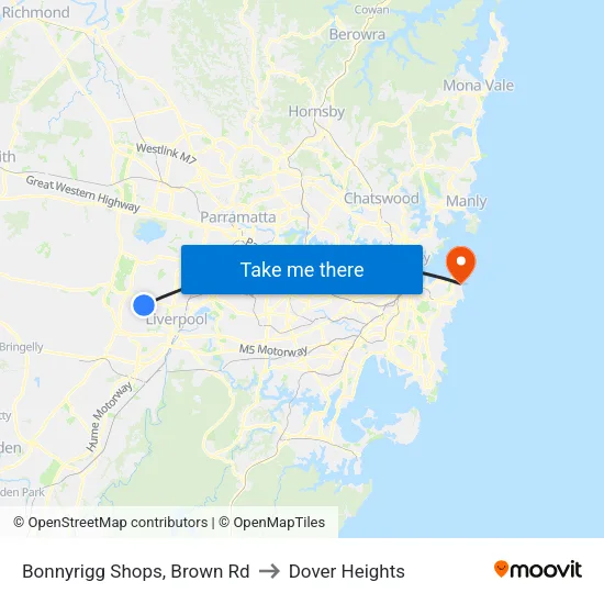 Bonnyrigg Shops, Brown Rd to Dover Heights map