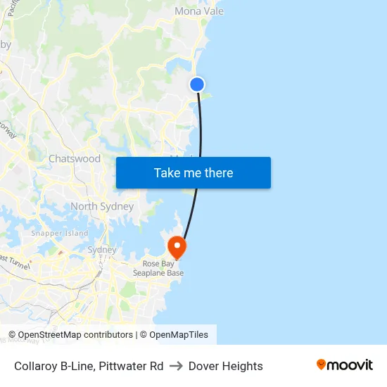 Collaroy B-Line, Pittwater Rd to Dover Heights map