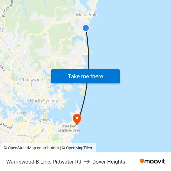 Warriewood B-Line, Pittwater Rd to Dover Heights map