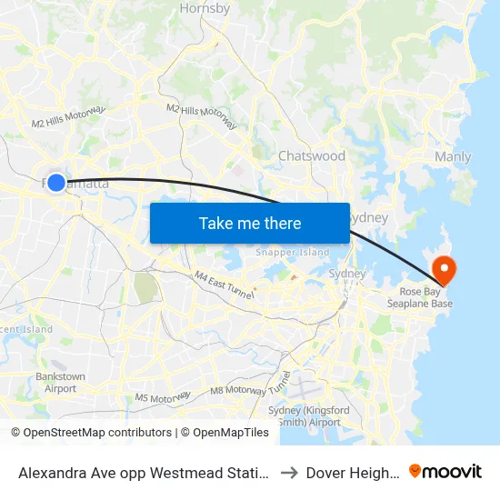 Alexandra Ave opp Westmead Station to Dover Heights map