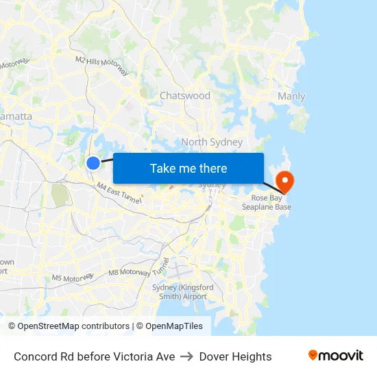 Concord Rd before Victoria Ave to Dover Heights map